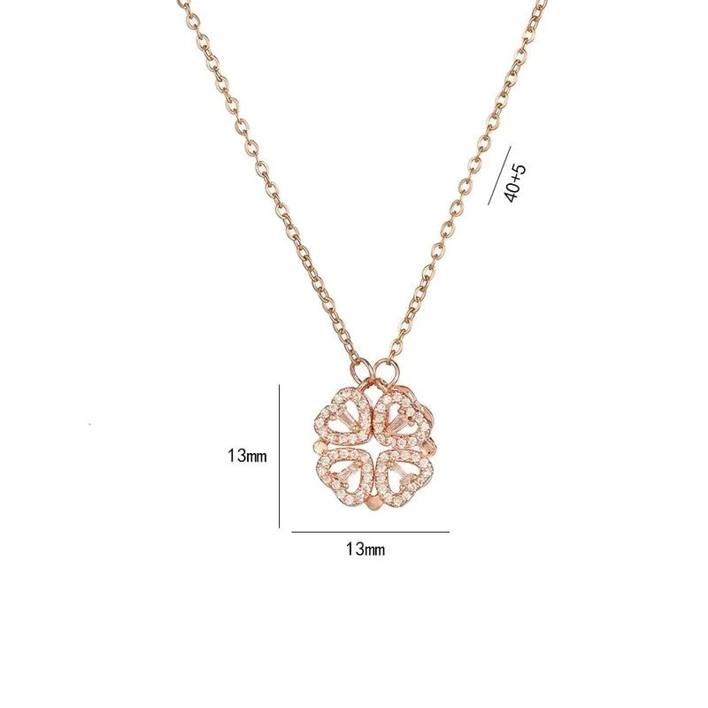 Minimalist Heart Shape Titanium Steel Inlay Rhinestones Women\'s Pendant Necklace
