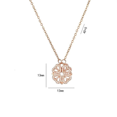 Minimalist Heart Shape Titanium Steel Inlay Rhinestones Women\'s Pendant Necklace
