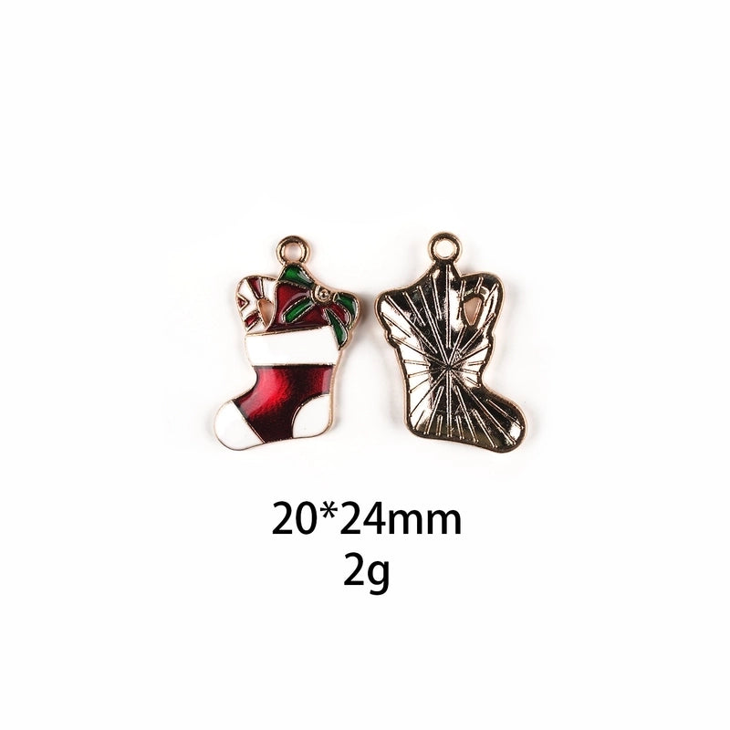 10 PCS/Package Zinc Alloy Christmas Hat Christmas Tree Santa Claus Pendant Jewelry Accessories