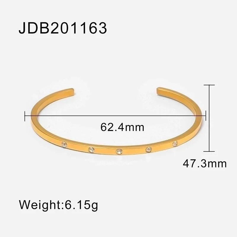 Minimalist Geometric Stainless Steel Zircon Bangle In Bulk