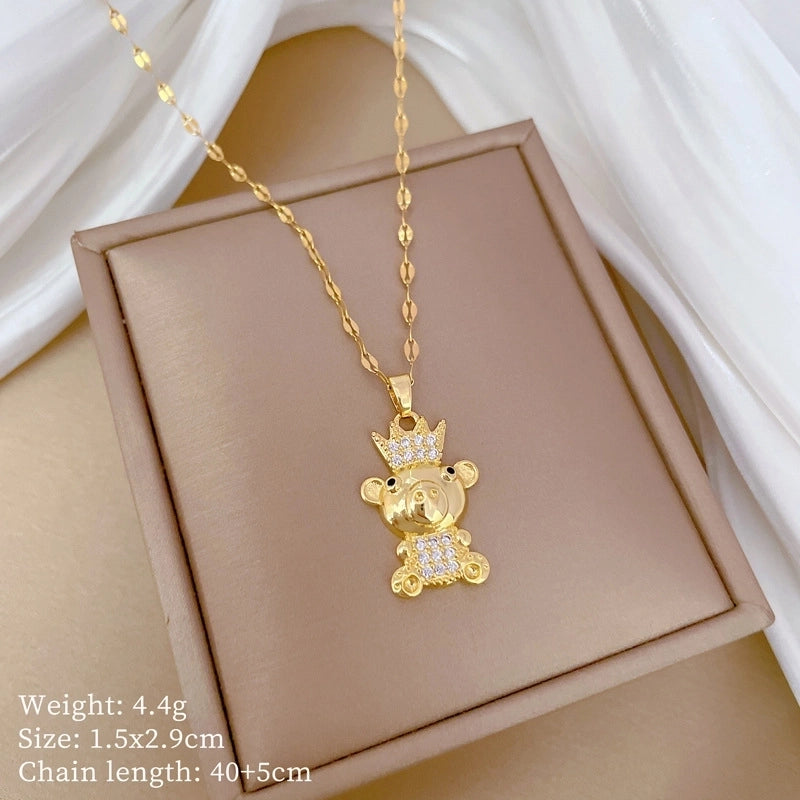 Fashion Geometric Titanium Steel Copper Plating Artificial Diamond Necklace