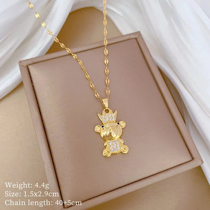 Fashion Geometric Titanium Steel Copper Plating Artificial Diamond Necklace