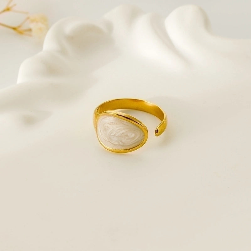 Minimalist Love Heart Shape Eye 304 Stainless Steel Rhinestones 18K Gold Plated Enamel Plating Inlay Open Rings