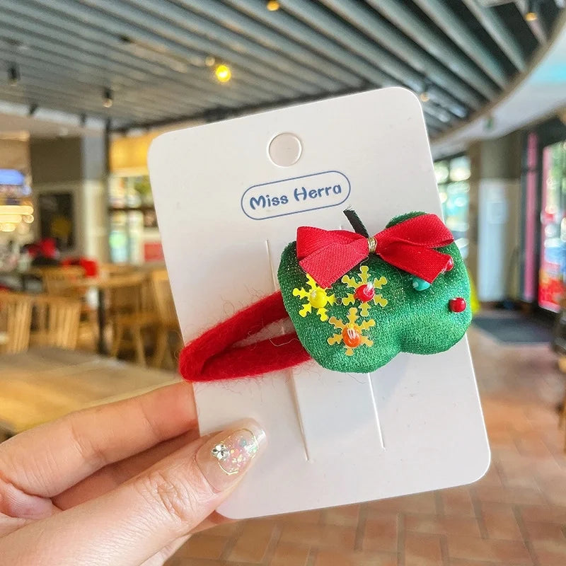 Christmas Cute Kid'S Christmas Tree Santa Claus Alloy Hair Clip Hair Band Hair Tie