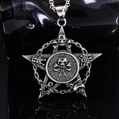 Hip-Hop Vintage Style Hexagram Skull 304 Stainless Steel Halloween Unisex