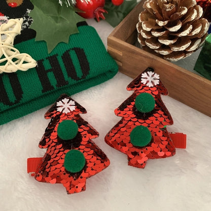 Christmas Cute Women's Christmas Tree Santa Claus Snowman Sequins Plush Hair Clip