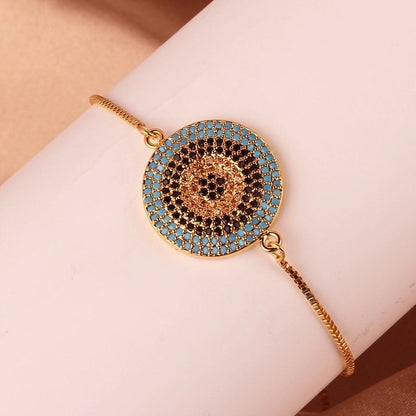 Fashion Color Block Copper Plating Inlay Zircon Bracelets 1 Piece