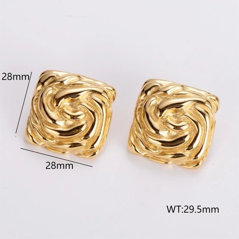 1 Pair French Style Minimalist Round Square Heart Shape 304 Stainless Steel No Inlaid 18K Gold Plated Ear Studs