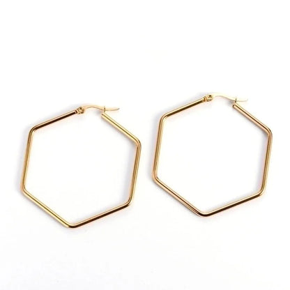 1 Pair Fashion Hexagon Plating 304 Stainless Steel 18K Gold Plated Stainless Steel Earrings