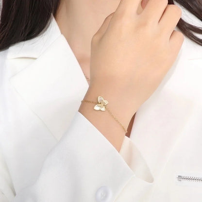 Titanium Steel 18K Gold Plated Elegant Streetwear Plating Inlay Butterfly Shell Bracelets Earrings Necklace