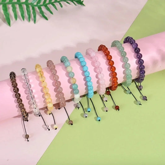 Casual Minimalist Geometric Natural Stone Rope Drawstring Bracelets In Bulk