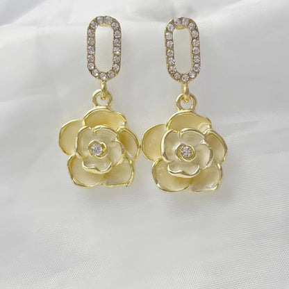 1 Pair Minimalist Geometric Plating Inlay Alloy Artificial Pearls Rhinestones Earrings