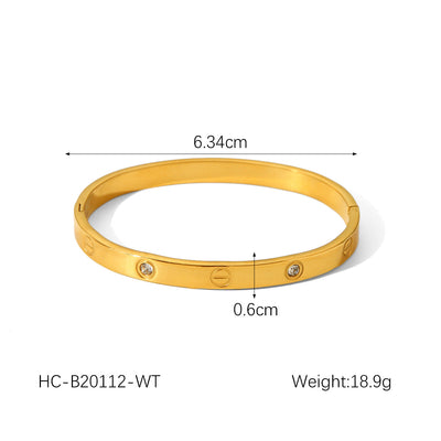 IG Style Round Stainless Steel Diamond Inlay Bangles