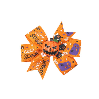 Halloween Funny Halloween Pattern Rib Ribbon Party Hairpin
