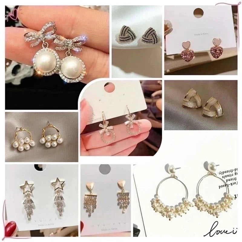 1 Pair Fashion Flower Butterfly Bow Knot Inlay Alloy Artificial Pearls Rhinestones Shell Earrings