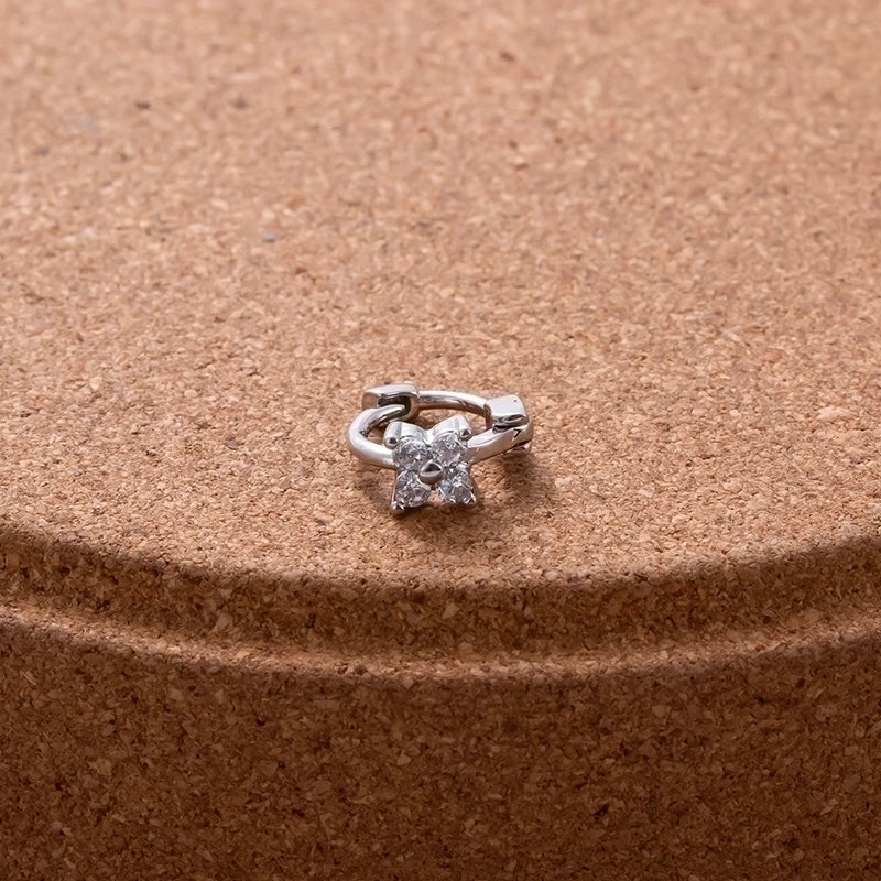 1 Piece Ear Cartilage Rings & Studs Sweet Minimalist Geometric Flower 316L Stainless Steel Copper Plating Inlay Zircon