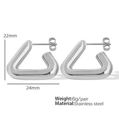 1 Pair Elegant Vintage Style Triangle Croissant Rhombus Pleated 304 Stainless Steel Titanium Steel 18K Gold Plated Ear Studs