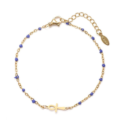 Minimalist Cross Stainless Steel Enamel Plating Bracelets
