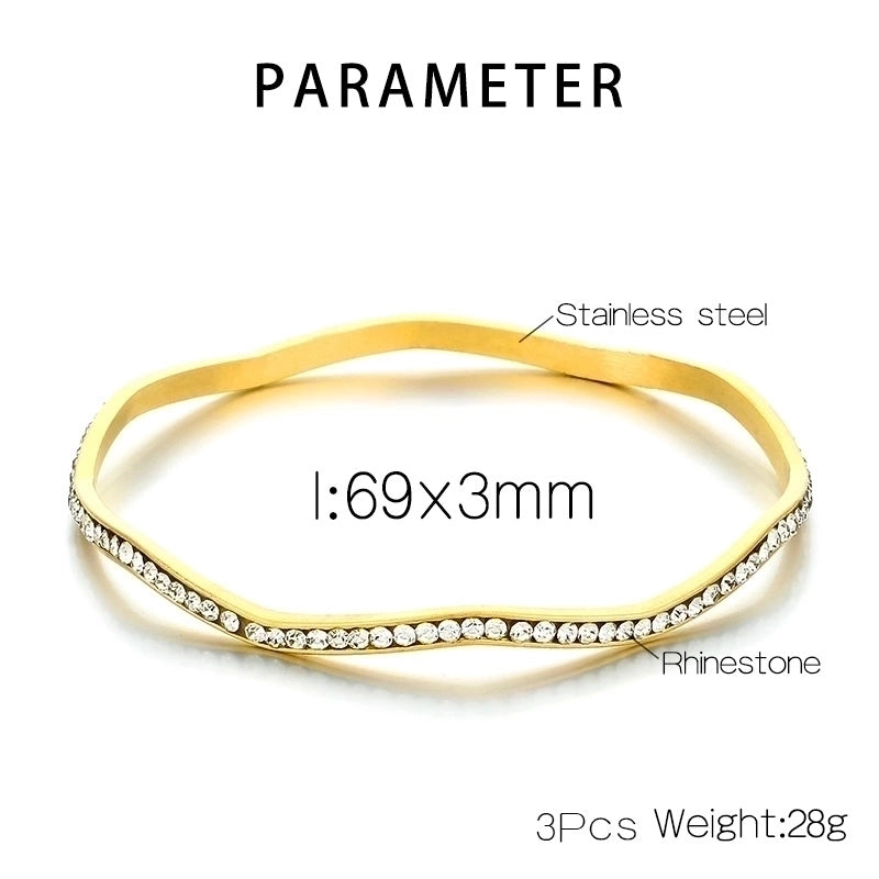 Bridal Minimalist Geometric 304 Stainless Steel 18K Gold Plated Zircon Bangle In Bulk