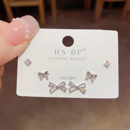 Fashion Geometric Copper Plating Artificial Pearls Zircon Earrings 3 Pairs