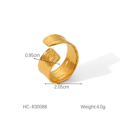 IG Style Open Ring Stripe Round Circle Geometric Stainless Steel Electroplating Rings