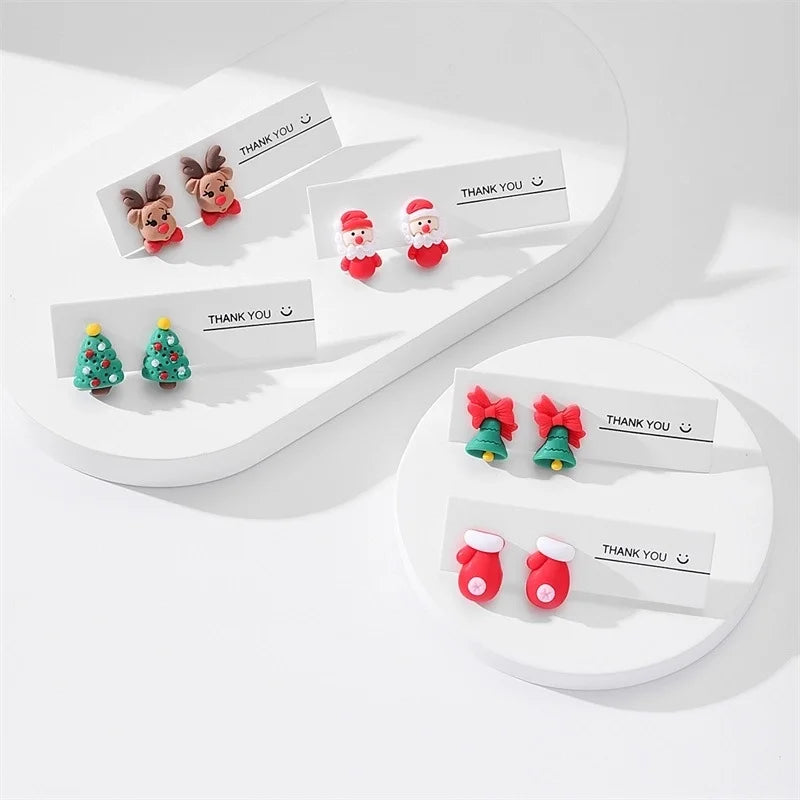 Cartoon Style Santa Claus Resin Epoxy Women's Ear Studs 1 Pair