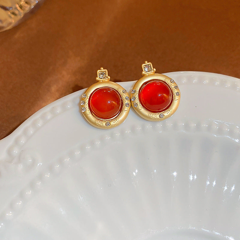 2 Pieces Minimalist Round Ellipse Geometric Copper Electroplating Earrings