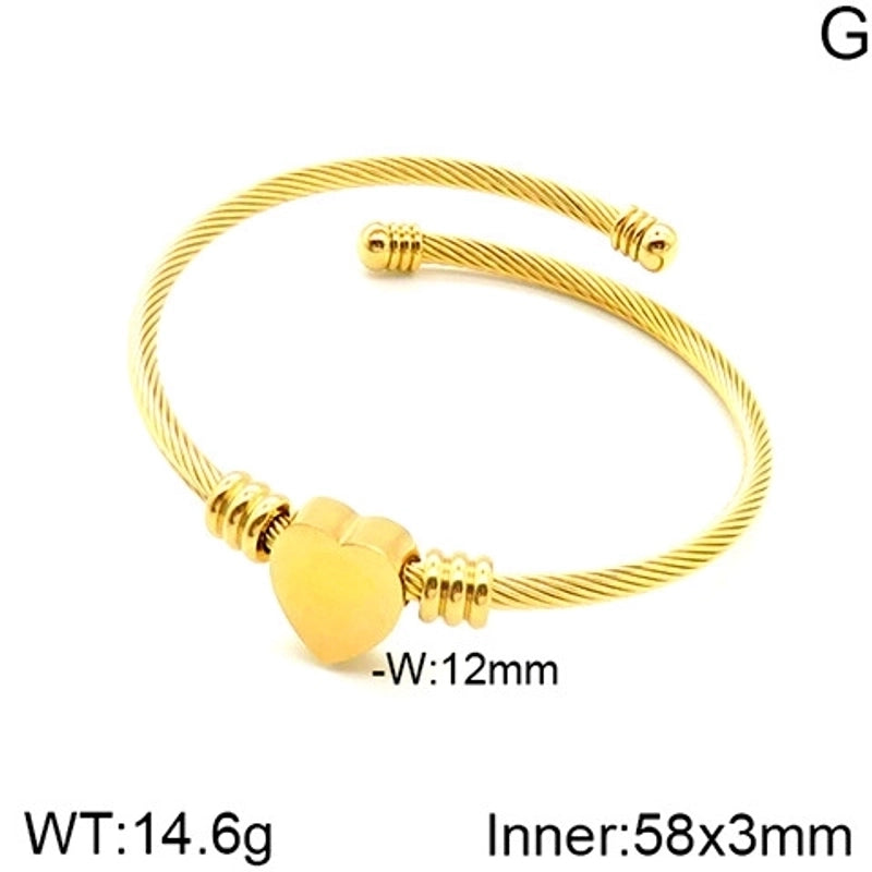 Classical Minimalist Heart Shape 304 Stainless Steel Bangle In Bulk