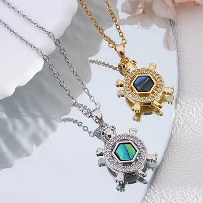 Popular Fashion Simple Copper Plating 18K Gold Colorful Oil Necklace Cute Turtle Pendant Necklace Female Jewelry