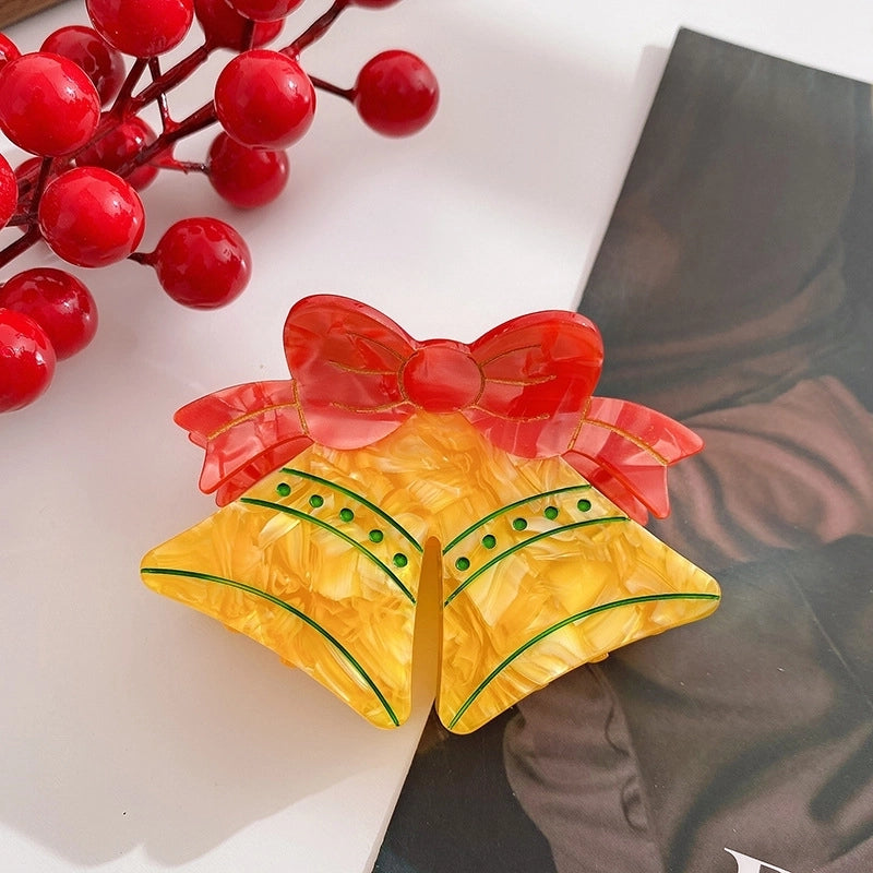 Christmas Cute Women's Christmas Tree Bow Knot Bell Acetic Acid Sheets Hair Claws