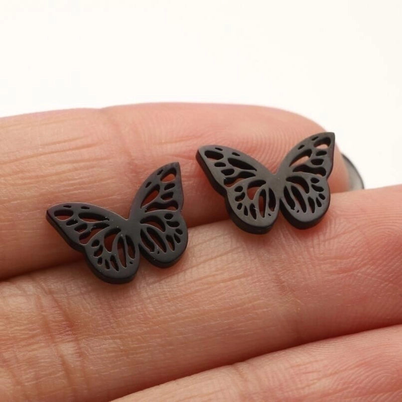1 Pair Casual Minimalist Butterfly Umbrella Snowflake Asymmetrical Plating Hollow Out 304 Stainless Steel 18K Gold Plated Ear Studs