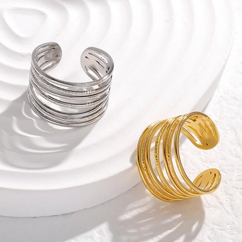 IG Style Unisex Stripe Geometric Stainless Steel Electroplating Rings