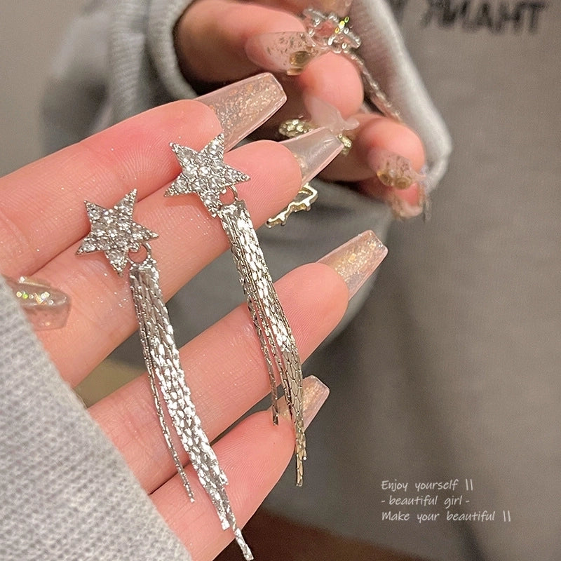 Fashion Geometric Star Flower Imitation Pearl Alloy Tassel Women\'s Drop Earrings 1 Pair