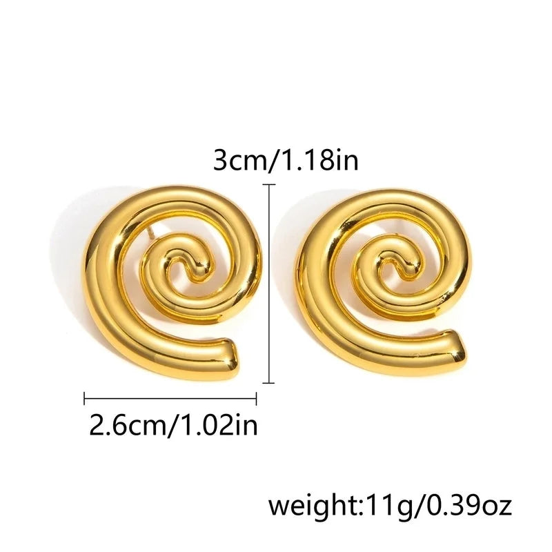 1 Pair Classic Style Geometric Oval Heart Shape Plating 304 Stainless Steel Ear Studs