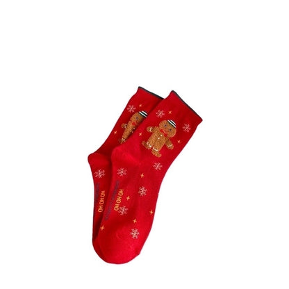 Christmas Cartoon Style Women's Christmas Tree Santa Claus Snowman Cotton Crew Socks A Pair