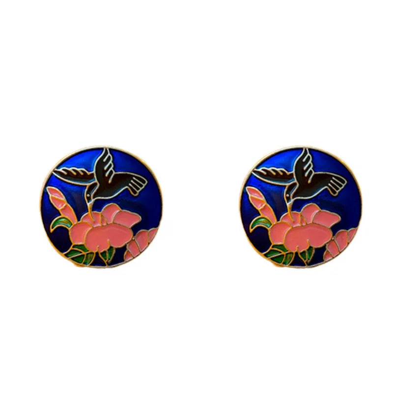 Medieval Flower Flower Metal Oil Dripping Stud Earrings