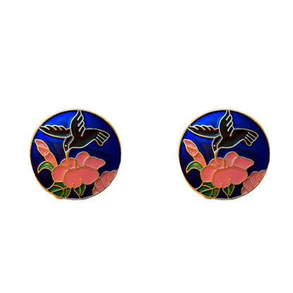 Medieval Flower Flower Metal Oil Dripping Stud Earrings