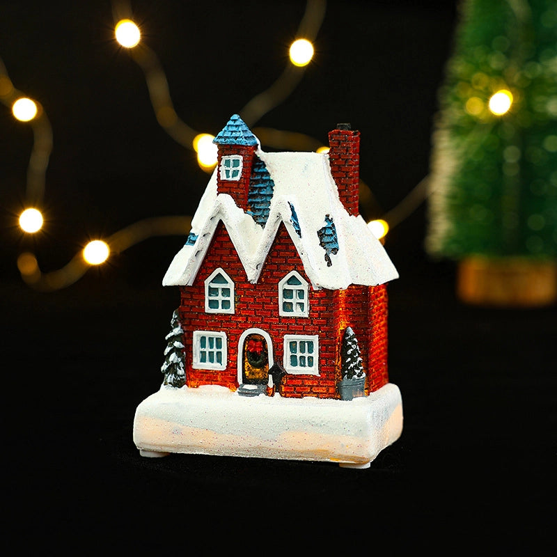 Christmas Small Ornaments Holiday Decorations Christmas Eve House Micro Landscape Luminous Desktop Window Scene Layout Gift