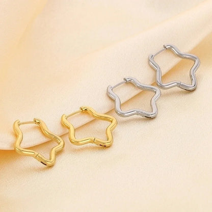 1 Pair Basic Minimalist Classic Style Geometric Star Solid Color 304 Stainless Steel 18K Gold Plated Hoop Earrings