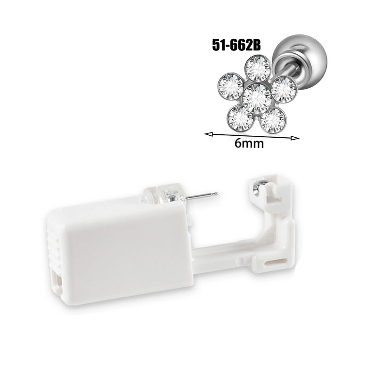 1 Piece Hawaiian Tropical Round Flower Butterfly Inlay 316 Stainless Steel Zircon 24K Gold Plated Cartilage Earrings