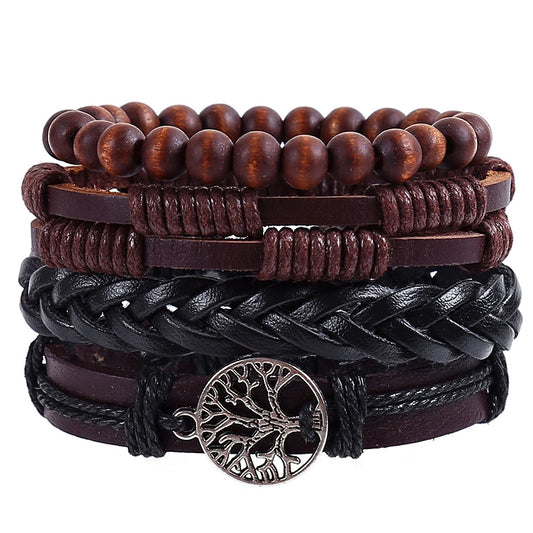 Men's Jewelry Retro Bracelet Life Tree Hemp Rope Woven Hand Rope Peace Tree Hand Woven