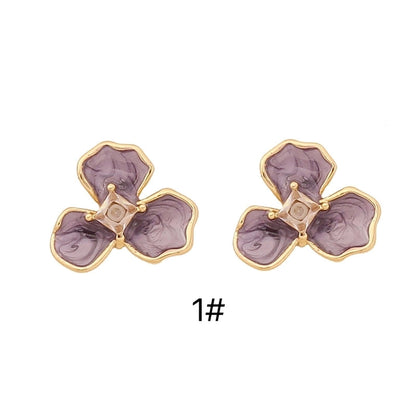 1 Pair Bohemian Minimalist Flower Enamel 316L Stainless Steel Zircon 14K Gold Plated Ear Studs