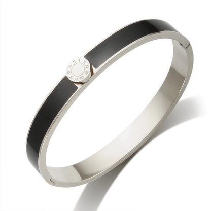 Retro Roman Style Roman Numeral Titanium Steel Bangle In Bulk