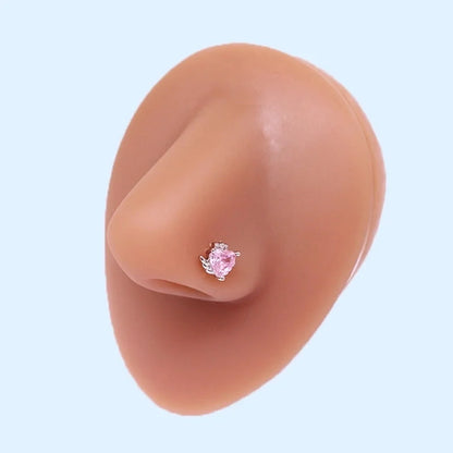 Minimalist Star Graffiti Flame Stainless Steel Epoxy Plating Inlay Artificial Rhinestones Zircon White Gold Plated Gold Plated Nose Studs