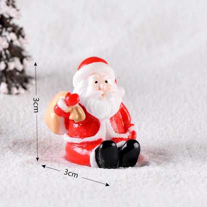 New Christmas Old Man Snowman Micro Landscape Snow Scene Train Box Christmas Socks Small Gift Bells Resin Ornaments