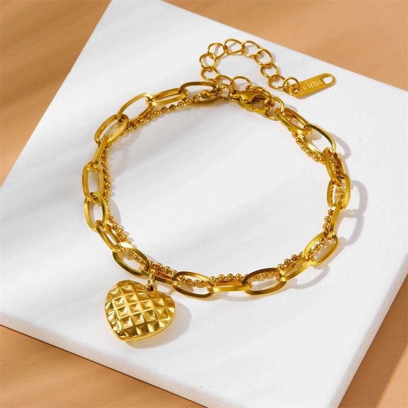 Minimalist Classic Style Heart Shape 304 Stainless Steel Stainless Steel Bracelets In Bulk