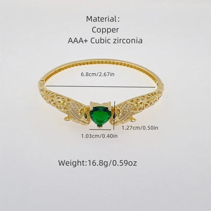 Copper 18K Gold Plated Inlay Geometric Zircon Bangle