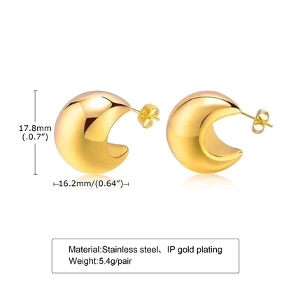 1 Pair Minimalist Solid Color Plating 201 Stainless Steel 18K Gold Plated Stainless Steel Earrings