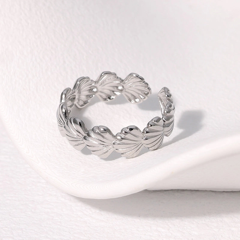 Marine Style Beach Tropical Shell 304 Stainless Steel 18K Gold Plated Open Rings