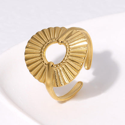 IG Style Pleated Geometric Stainless Steel Electroplating Rings